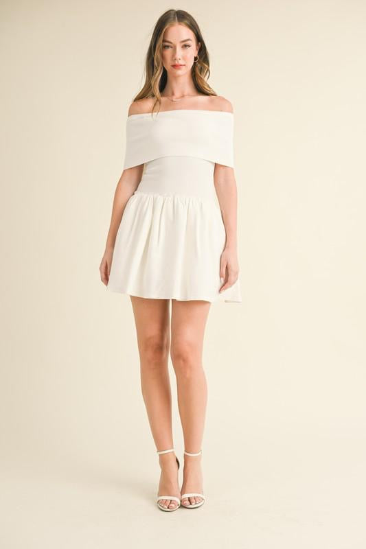 Off Shoulder White Short Dress