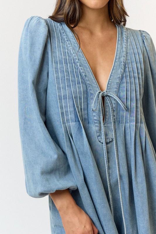 Light Denim 3/4 Sleeves Romper