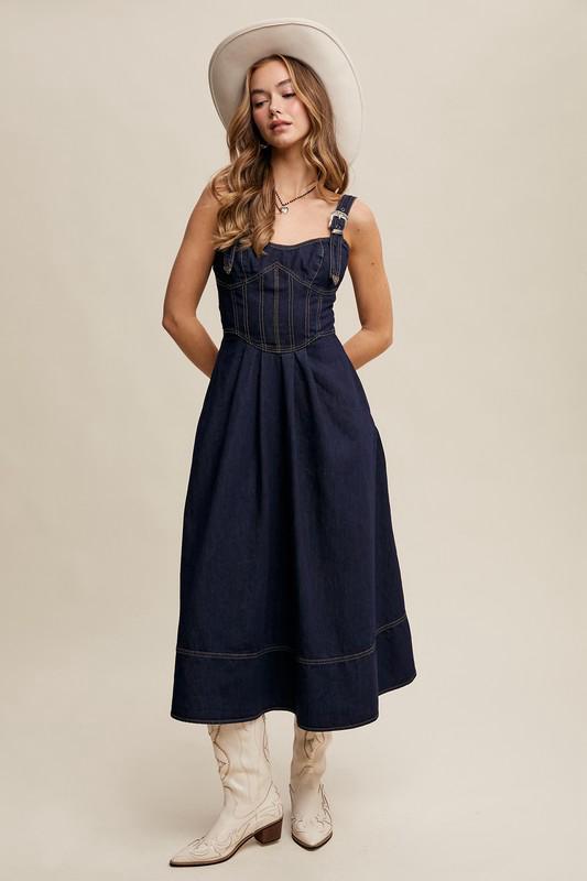 Dark Denim Midi Dress (Preorder)