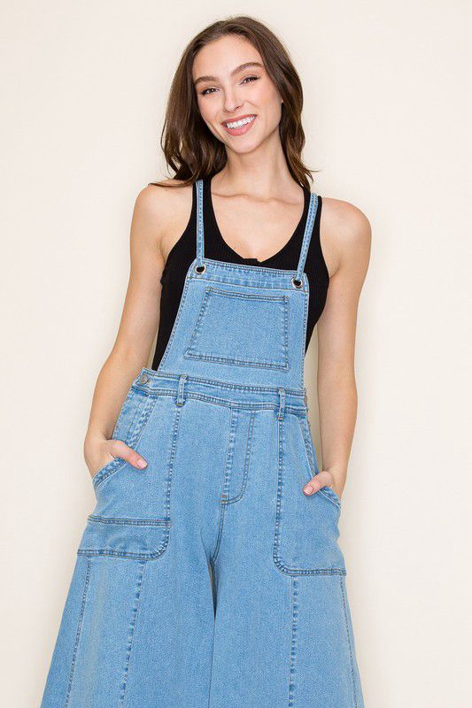 Wide Leg Light Denim Overall (Preorder)