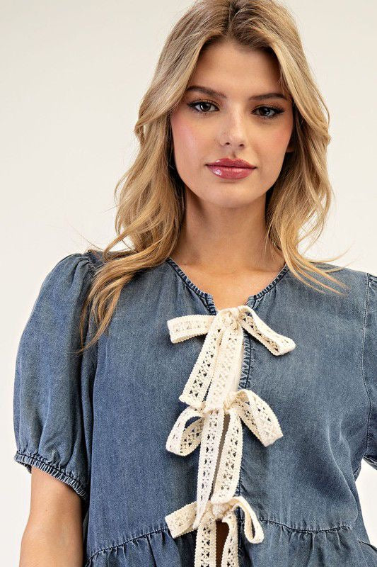 Denim Bow Tie Top