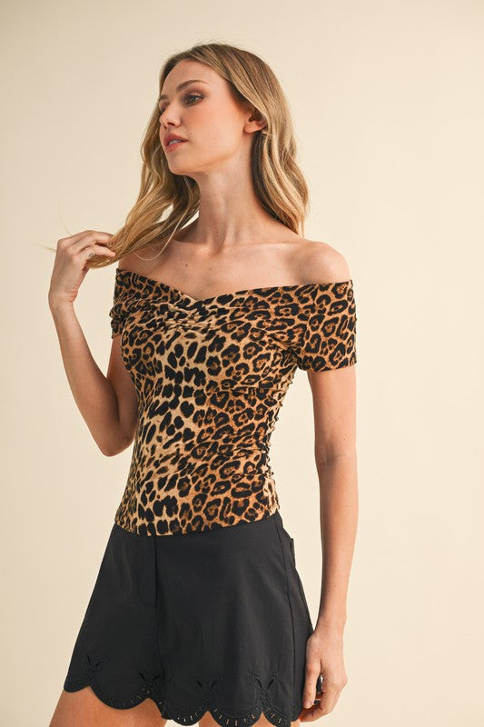 Off Shoulder Leopard Top