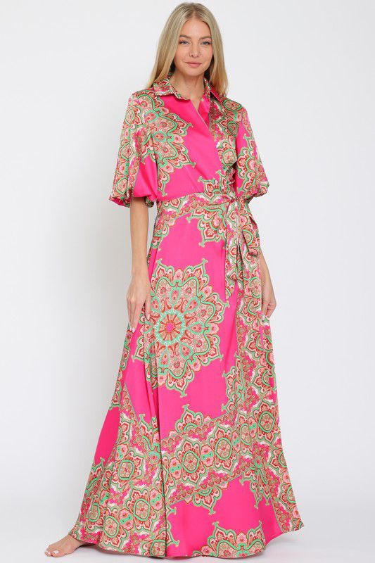 Pink Wrap Around Maxi Dress