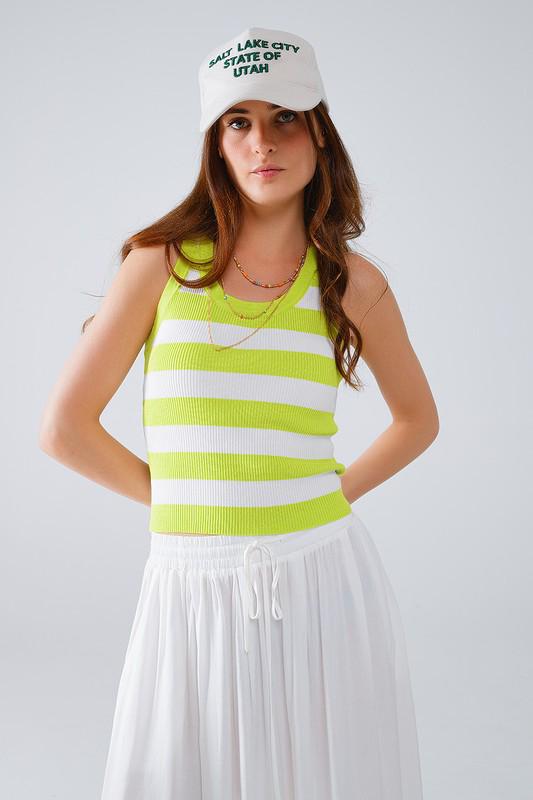 Lime Stripe Knit Tank Top