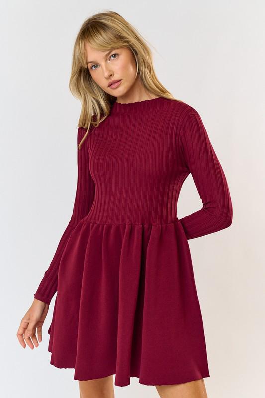 Mulberry Long Sleeves Short Dress