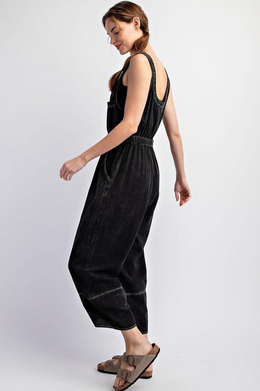 Mineral Washed Sleeveless Jumpsuit