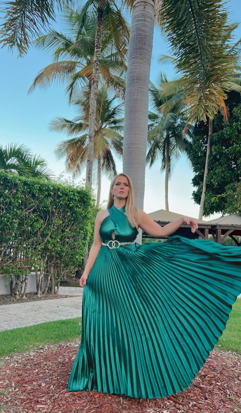 Emerald Flow Maxi Dress