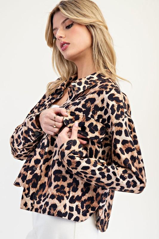 Leopard Printed Cropped Jacket