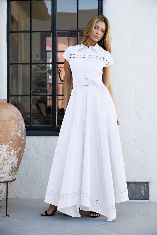 White Eyelet Detail Maxi Dress