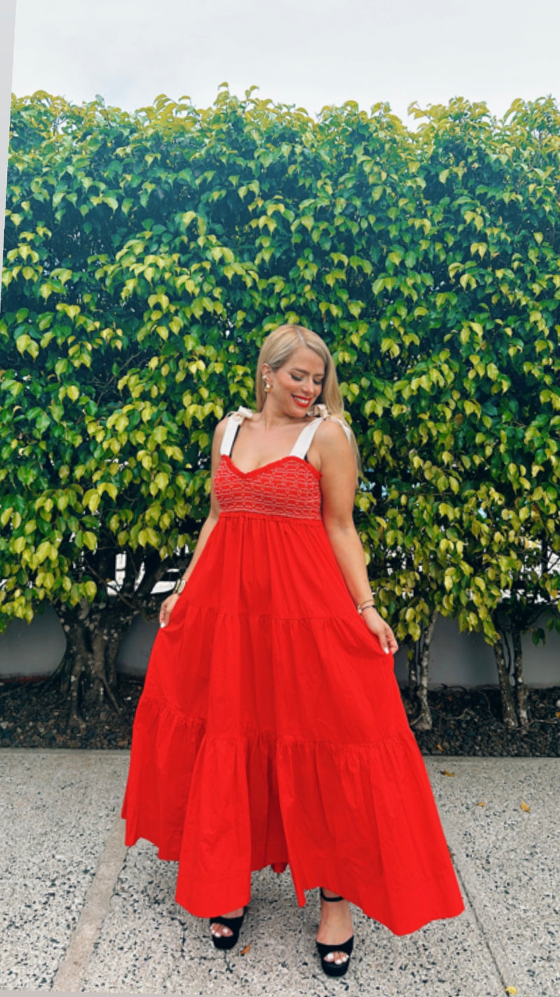 Red Tiered Maxi Dress