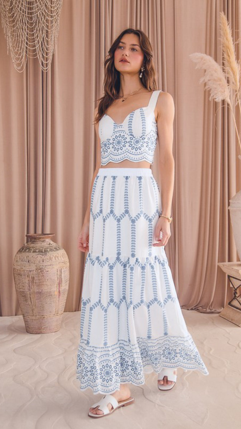 Beautiful Print blue & white set
