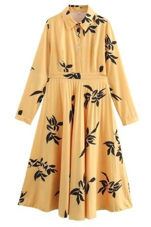 Golden Blossom Midi Dress