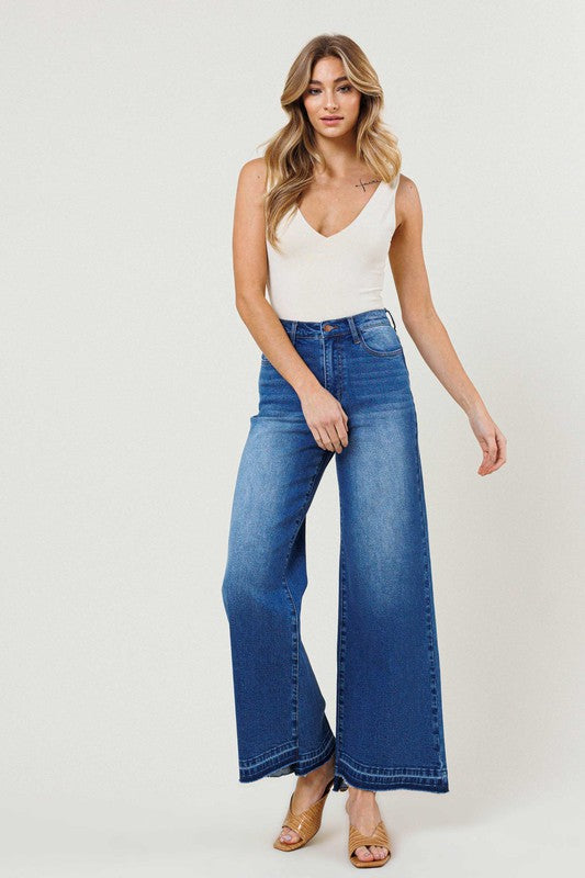 Vibrant|High Waisted Wide Leg Jeans