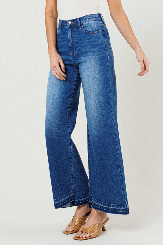 Vibrant|High Waisted Wide Leg Jeans