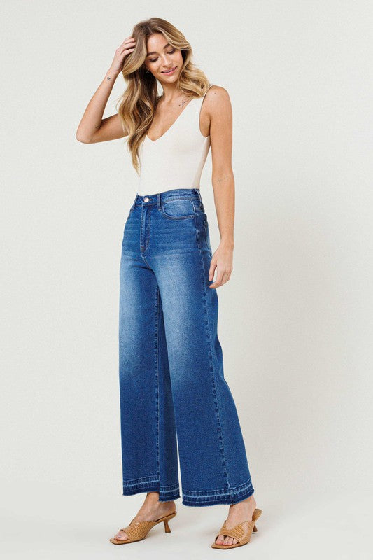 Vibrant|High Waisted Wide Leg Jeans