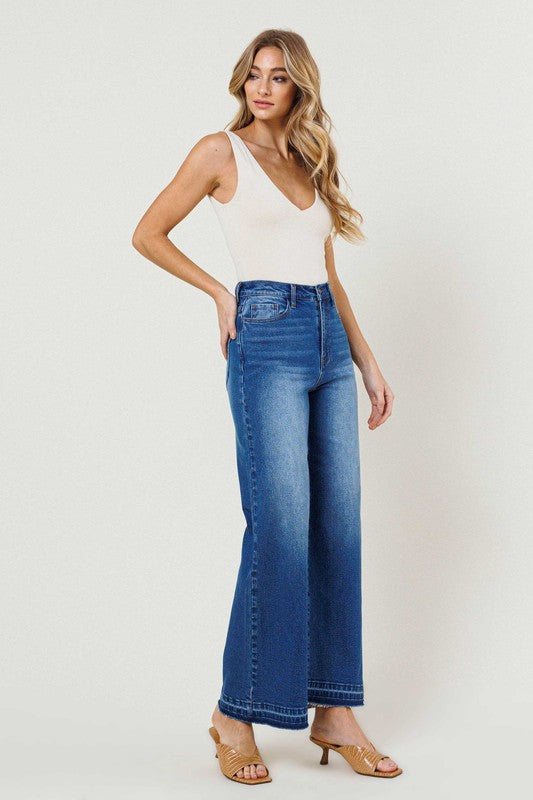 Vibrant|High Waisted Wide Leg Jeans