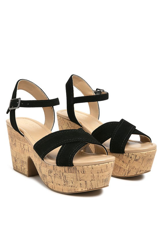 ULLA HIGH HEELED BLOCK SANDAL IN BLACK