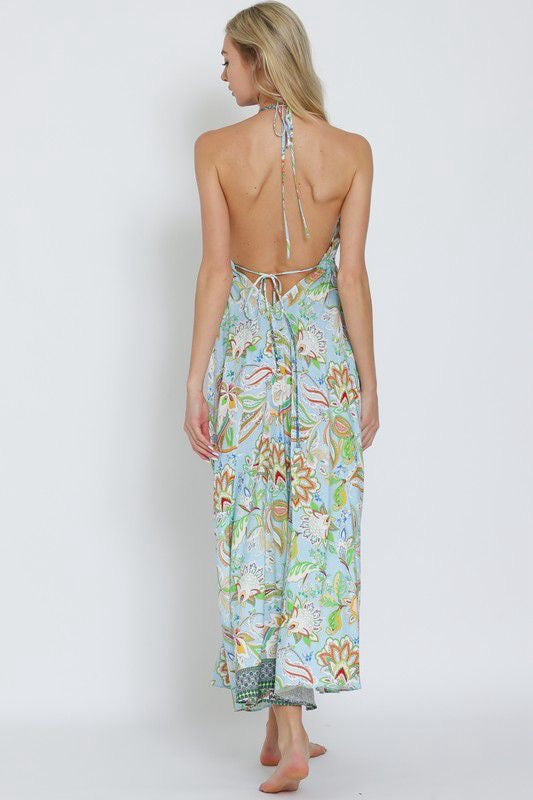 Boho Paisley Halter Maxi Dress