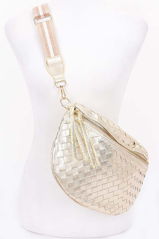 Metallic Braided Crossbody Bag Belt