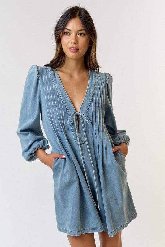 Light Denim 3/4 Sleeves Romper