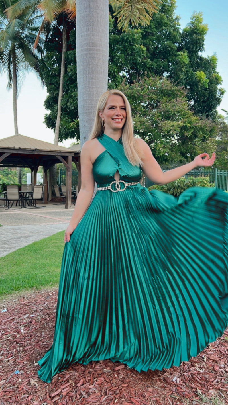 Emerald Flow Maxi Dress