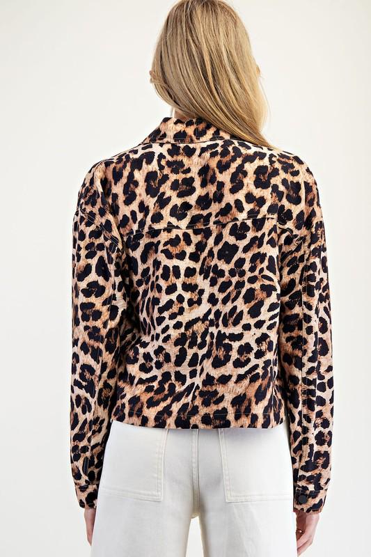 Leopard Printed Cropped Jacket