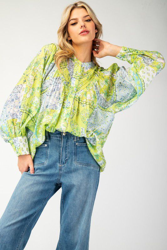 Colorful Print b/d top