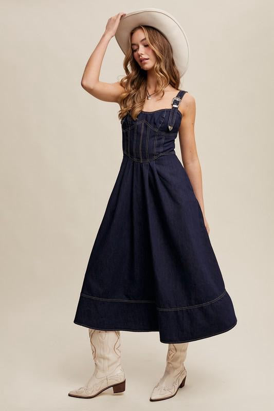 Dark Denim Midi Dress (Preorder)