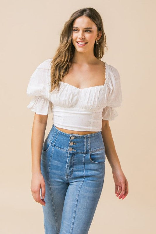 Sweetheart neckline ivory crop top