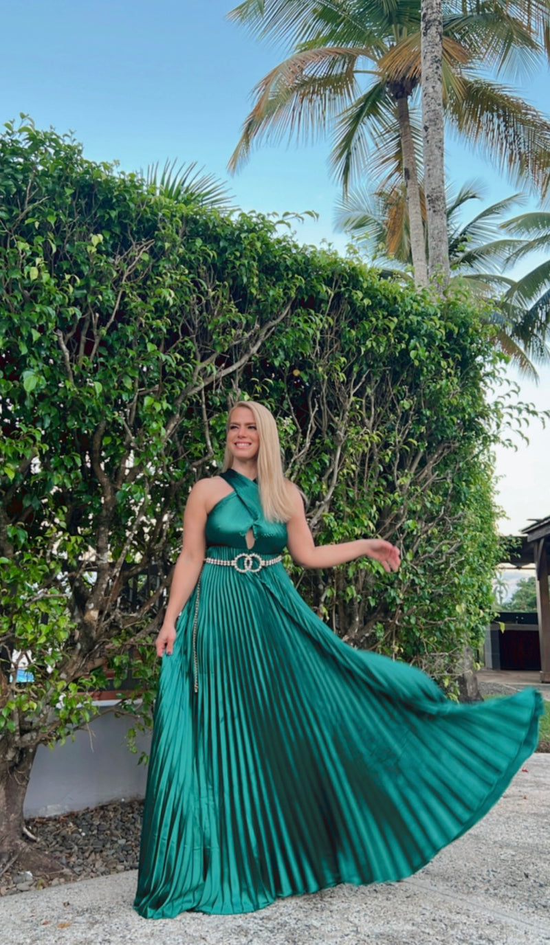 Emerald Flow Maxi Dress