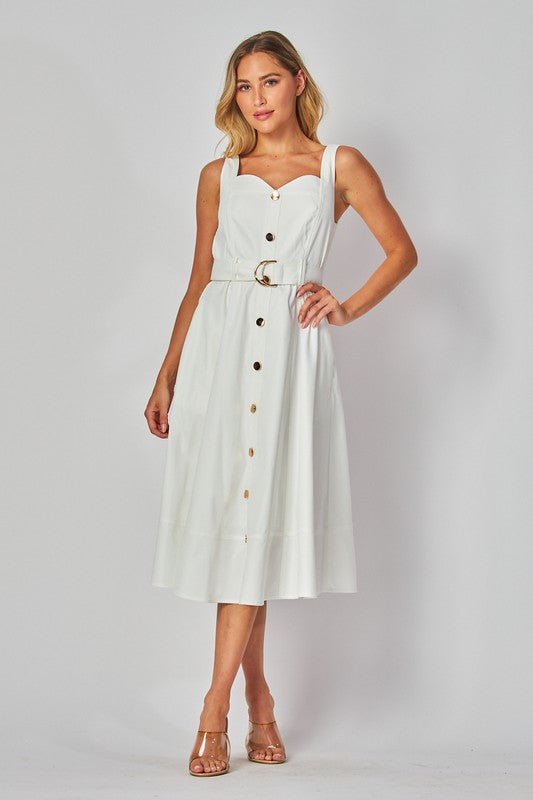 White Belted Maxi Dress