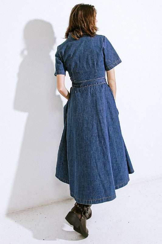 Shirt dark denim button down dress