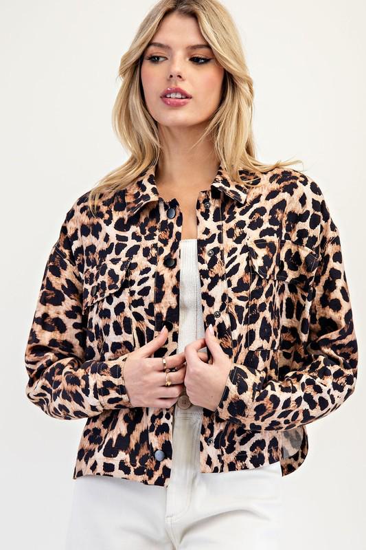 Leopard Printed Cropped Jacket