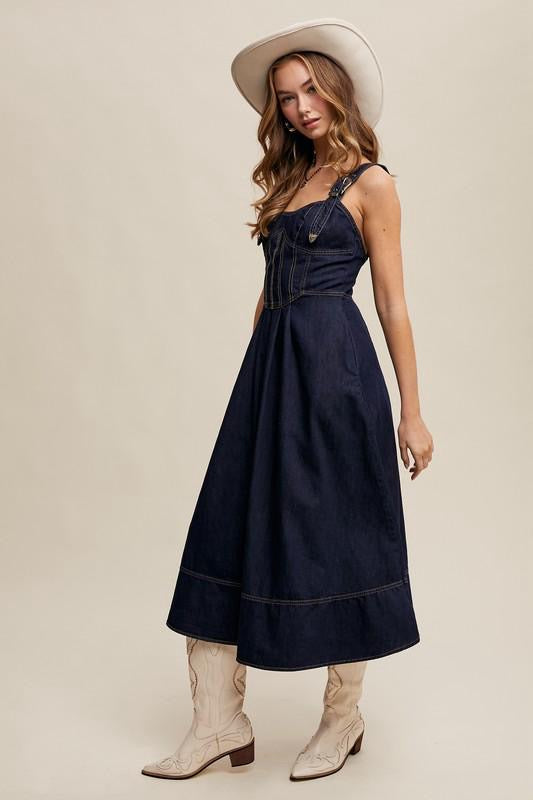 Dark Denim Midi Dress (Preorder)