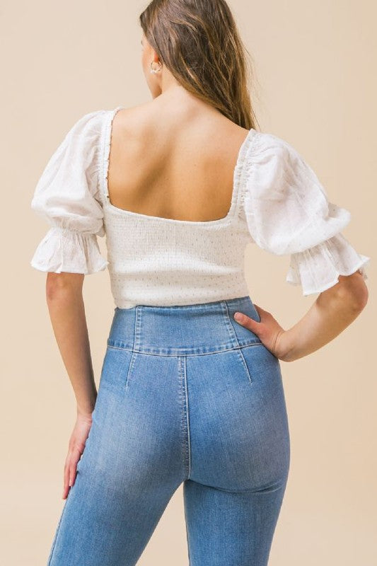 Sweetheart neckline ivory crop top