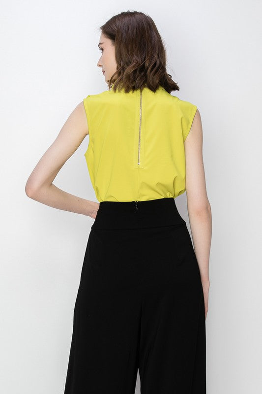 Grass high neck sleeveless top