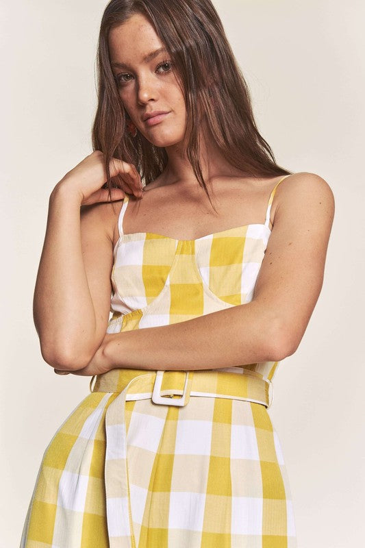Plaid Yellow Jumpsuit