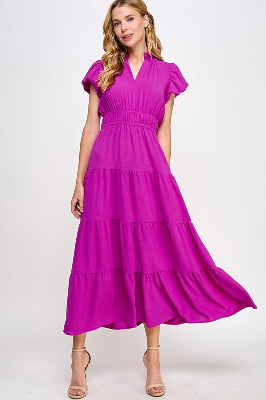 Fuchsia Dream Tiered Maxi Dress