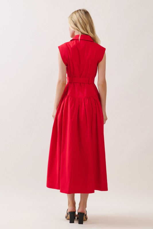 Red Button Down Solid Maxi Dress – Li Fashion Specialist