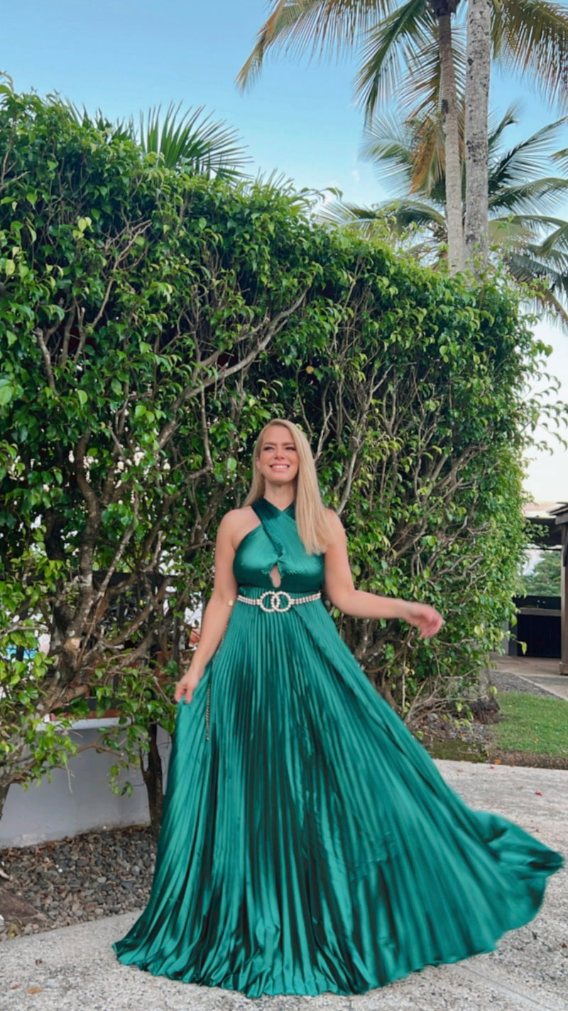 Emerald Flow Maxi Dress