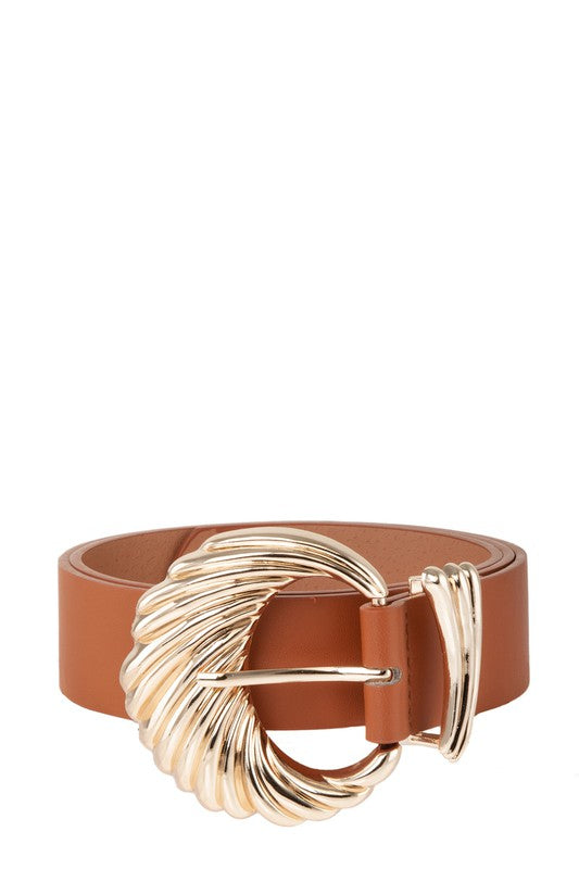 Cognac wavy metal belt