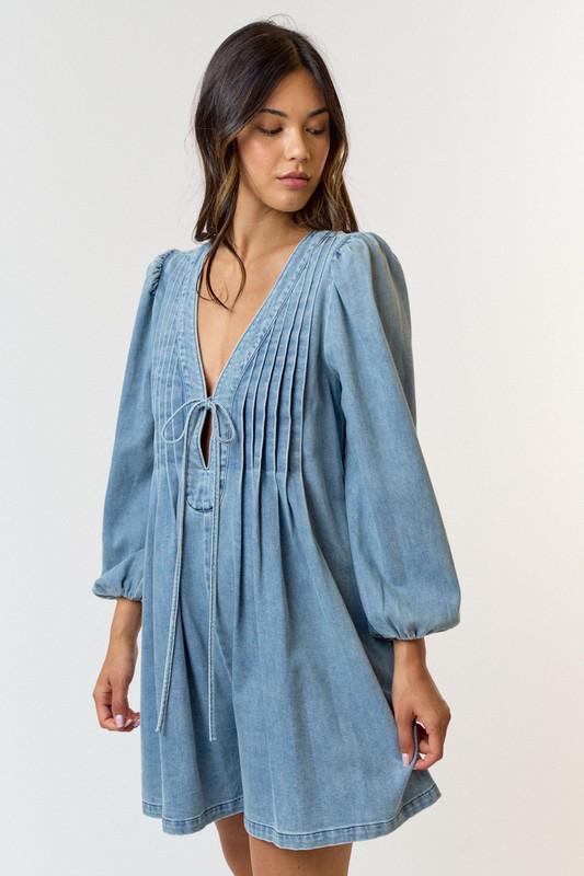 Light Denim 3/4 Sleeves Romper