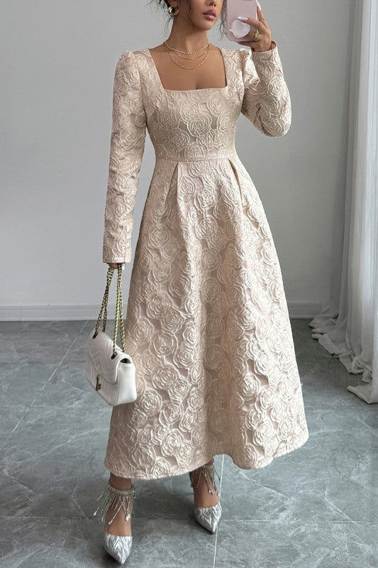 Elegant Square Neckline Casual Dress(Pre order)