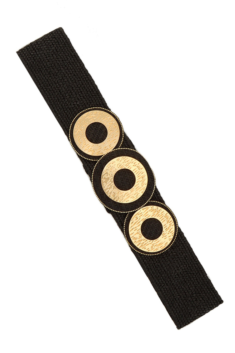 Metal three circule black belt