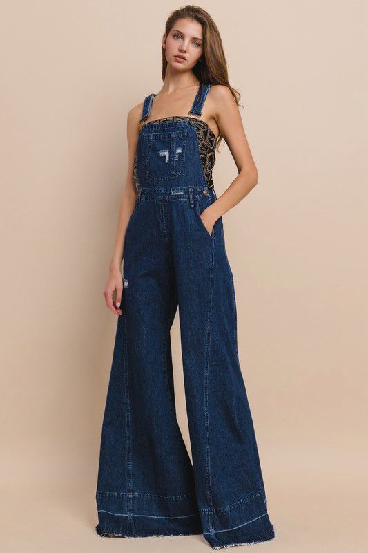 Wide Leg Denim Overall (Preorder)