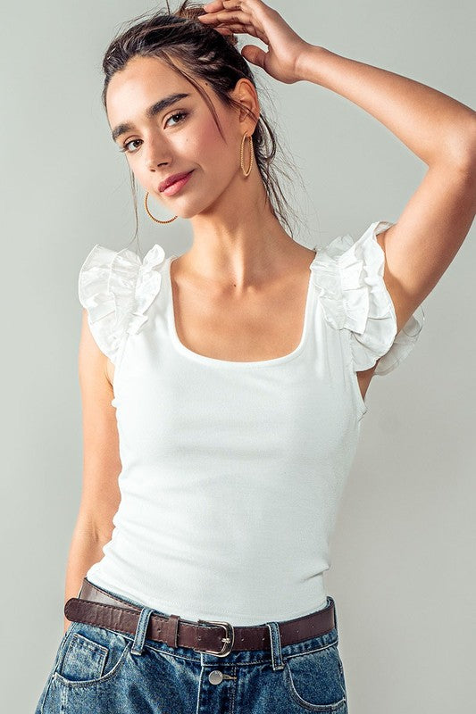 Radiate Knit Top - Ruffled Sleeves