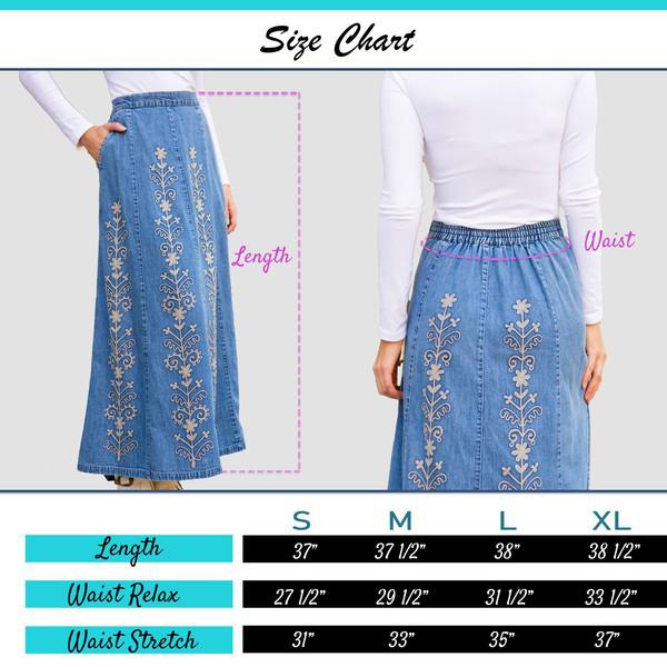 Floral Embroidered Denim Skirt