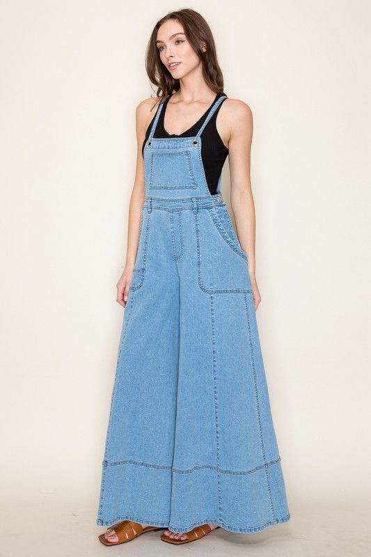 Wide Leg Light Denim Overall (Preorder)