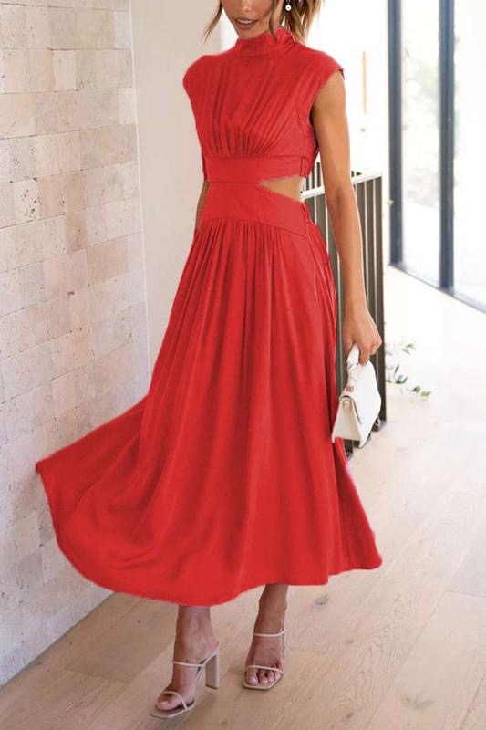 Red Chic Cutout Maxi Dress (Preorder)