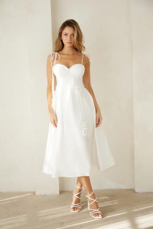 White Corset Midi Dress (Preorder)